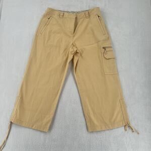 J.Jill Cropped Pants Womens Size 8 Yellow Chino Pockets Cargo 100% Cotton